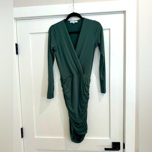 Young Fabulous and Broke- Wrap Front Mini Dress In Hunter Green Size Small